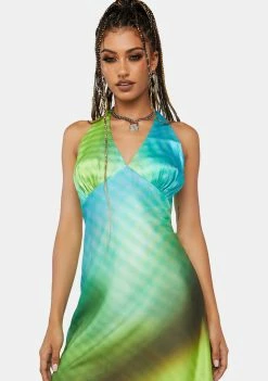 Another Girl Space Blur Midi Slip Dress Midi Dresses