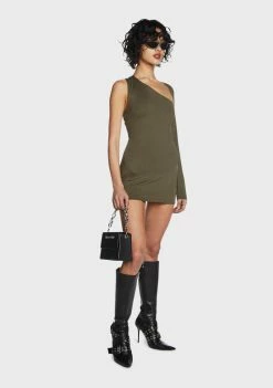 Buy π Pretty Garbage Olive One-Shoulder Cut-Out Mini π Dress π 11 Pretty Garbage Olive One-Shoulder Cut-Out Mini Dress