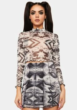 Pretty Garbage Bottoms Swirl Mesh Mini Skirt