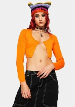 Pretty Garbage Chain Open Cropped Cardigan Long Sleeve Crop Top