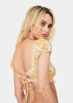 Power 2 The Flower Daisy Lottie Peasant Bikini Top Swim