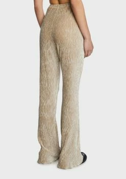 Pretty Garbage Beige Plisse Knit Flare Pants
