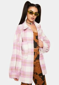 Pretty Garbage Sunset Plaid Shirt Jacket Jackets & Bombers