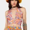 Another Girl Crop Halter Top Penny Starr Swirl Print Scarf Top