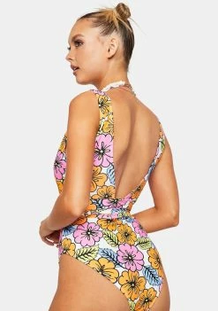 Hustler Floral Wrap-Around Swimsuit