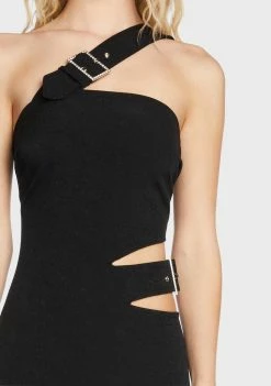 Pretty Garbage One Shoulder Buckle Mini Dress