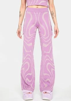Another Girl Trousers Lurex Swirl Flare Pants