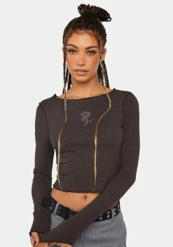 Pretty Garbage Rose Embroidered Crop Top