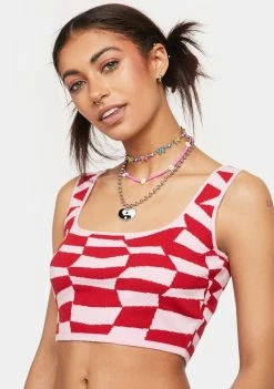 Pretty Garbage Geo Print Crop Sweater Tank Tank Crop Top