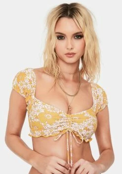 Power 2 The Flower Daisy Lottie Peasant Bikini Top Swim