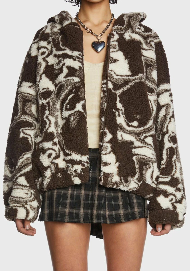 Top 10 β Pretty Garbage Brown Swirl Print Teddy Jacket π₯ 4 Pretty Garbage Brown Swirl Print Teddy Jacket