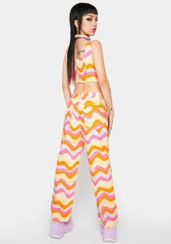Another Girl Wavy Print Cropped Straight Leg Trousers