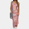 Another Girl Swirl Print Bias Cut Midi Slip Dress Midi Dresses
