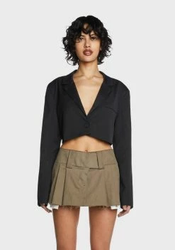 Pretty Garbage Cropped V-Neck Blazer Outerwear