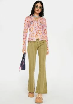 Another Girl Mesh Button Up Top