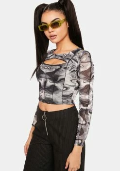 Pretty Garbage Tops Swirl Mesh Top