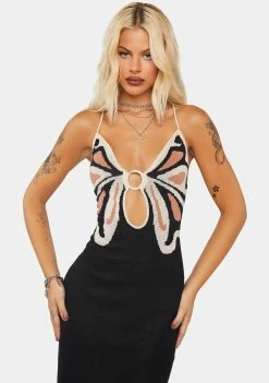 Another Girl Midi Dresses Butterfly Knit Midi Dress
