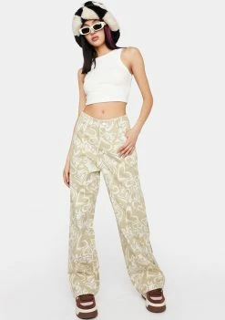 Pretty Garbage Heart Print Wide Leg Pants
