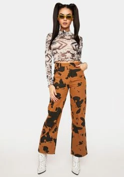 Pretty Garbage Swirl Mesh Mock Neck Top