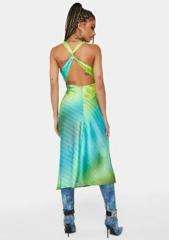 Another Girl Space Blur Midi Slip Dress Midi Dresses