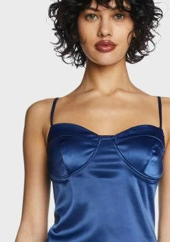 Pretty Garbage Dresses Navy Satin Corset Mini Dress
