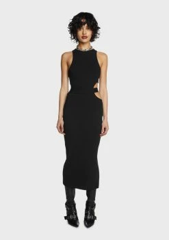Pretty Garbage Dresses Cut Out Ribbed Knit Midi Dress
