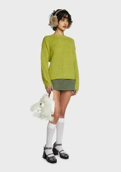 Outlet β Pretty Garbage Dusty Lime Oversized Boucle Knit Sweater Tops π 11 Pretty Garbage Dusty Lime Oversized Boucle Knit Sweater Tops