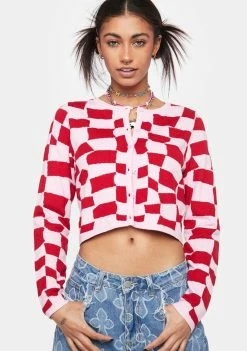 Pretty Garbage Knit Cardigans Geo Print Sweater Cardigan