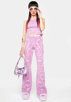 Another Girl Trousers Lurex Swirl Flare Pants