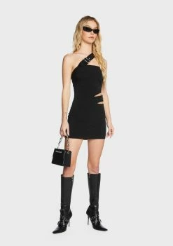 Pretty Garbage One Shoulder Buckle Mini Dress