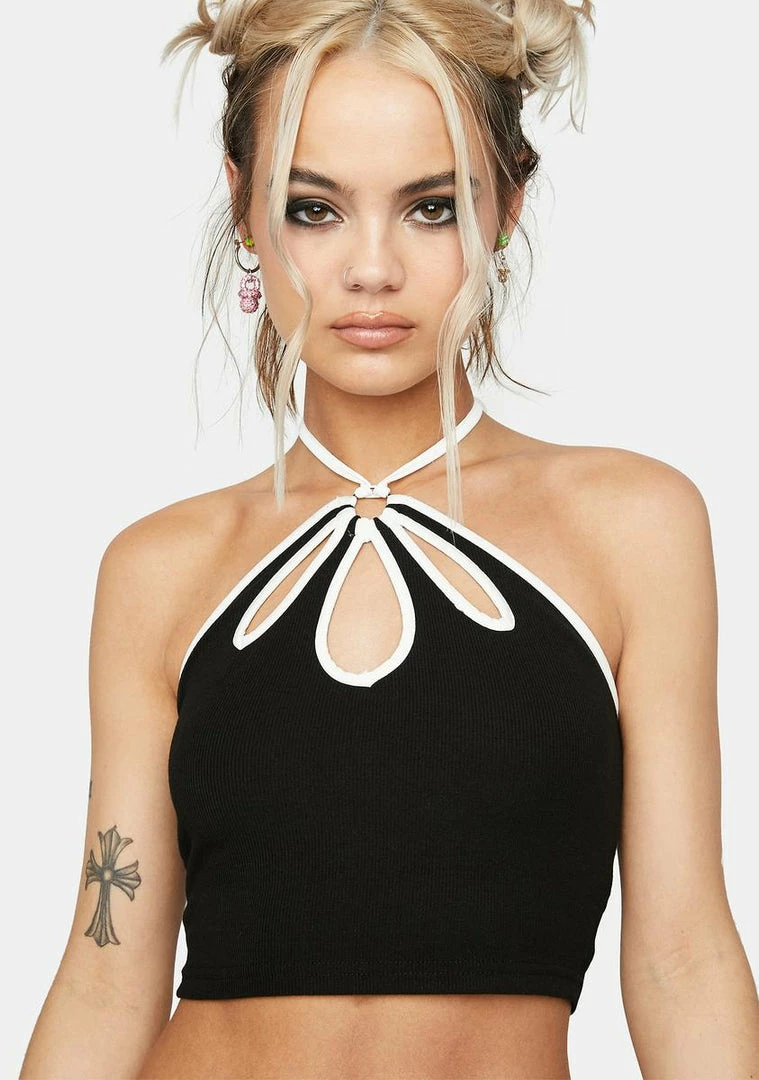 New π Pretty Garbage Tops Contrast Trim Cut Out Crop Top π 3 Pretty Garbage Tops Contrast Trim Cut Out Crop Top