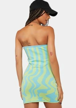 Another Girl Wavy Stripe Bandeau Mini Dress