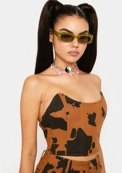 Pretty Garbage Cow Print Denim Corset