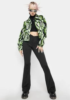 Another Girl Green Swirl Print Schacket Outerwear