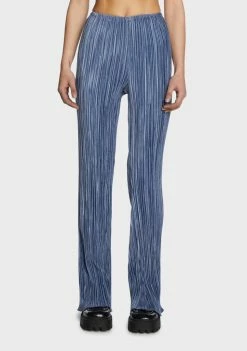 Pretty Garbage Blue Plisse Knit Flare Pants Bottoms