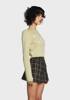 Pretty Garbage Sage Butterfly Printed Knit Top