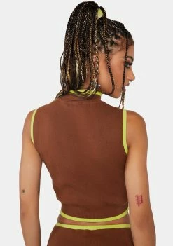 Another Girl Contrast Binding Knit Tank Tank Crop Top