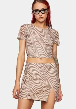 Pretty Garbage Swirl Print Mesh Mini Skirt