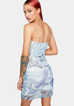 Pretty Garbage Jewel Trim Mesh Strapless Mini Dress