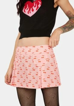 Another Girl Cherry Bomb Hipster Pleat Mini Skirt