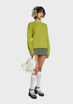 Pretty Garbage Olive Twill Cargo Mini Skirt