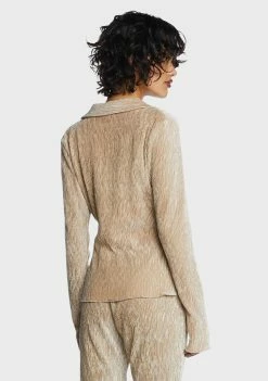 Wholesale π― Pretty Garbage Tops Beige Plisse Knit Collared π Shirt βοΈ 10 Pretty Garbage Tops Beige Plisse Knit Collared Shirt