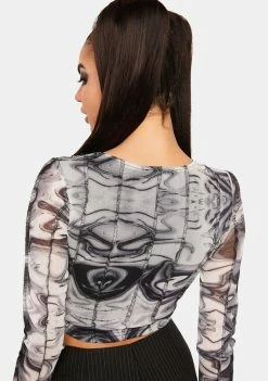Pretty Garbage Tops Swirl Mesh Top