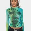 Another Girl Sadie Space Blur Mesh Top Mesh Shirt