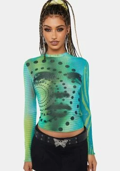 Another Girl Sadie Space Blur Mesh Top Mesh Shirt
