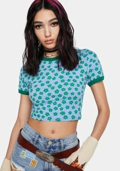 Pretty Garbage Ditsy Floral Baby Tee Tops