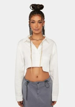 Pretty Garbage Cropped Pocket Detail Shirt