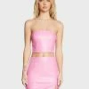Pretty Garbage Pink Vegan Leather Tube Top Tops