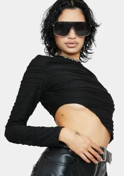 Pretty Garbage Tops Asymmetrical Hem Ruched Top