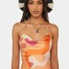 Another Girl Psychedelic Floral Scarf Top Bra Tops